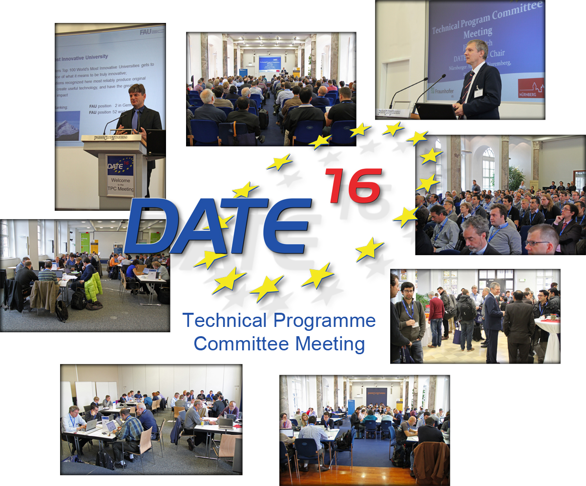 Collage von Bildern des DATE16-TPC-Meetings in Nürnberg