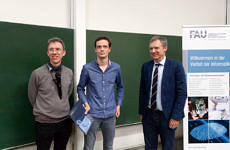 Picture of Prof. Freiling (left), Jan Spieck (middle) and Prof. Teich (right)