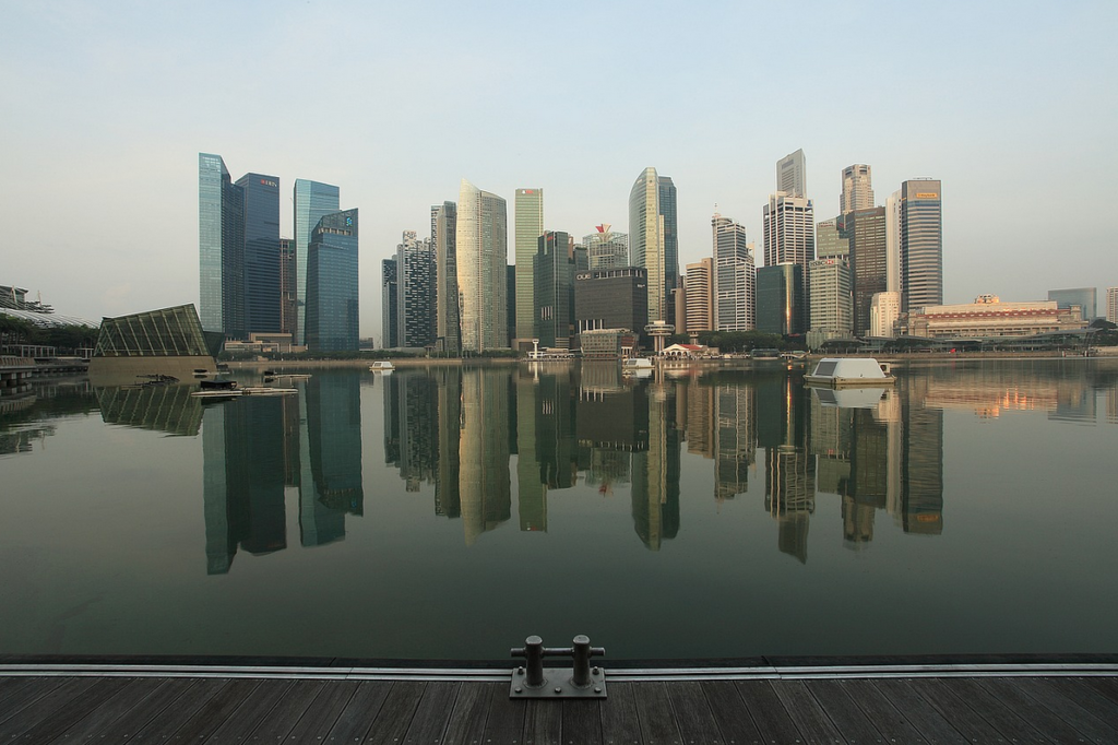 Skyscrapers behind a river