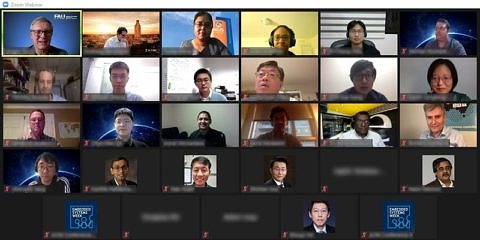Screenshot of the screen during a conference call with the small pictures of all participants