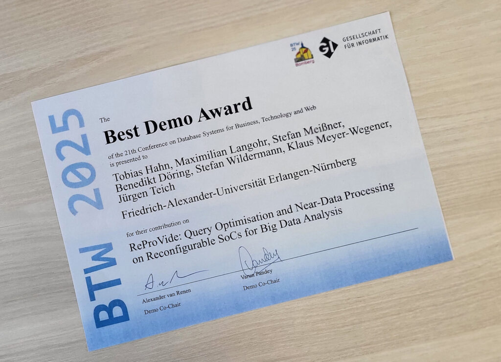 Bild der Urkunde des Best Demo Award